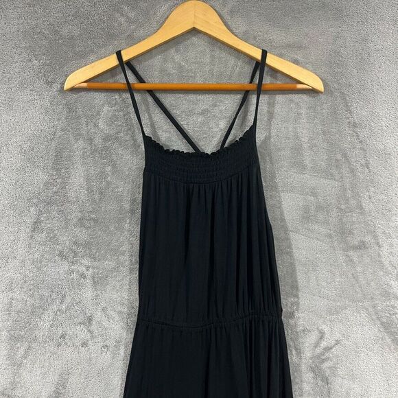 GAP Midi Maxi Black Halter Dress Smocked Lightweight Stretchy Tie Back Sz XS - Picture 4 of 11